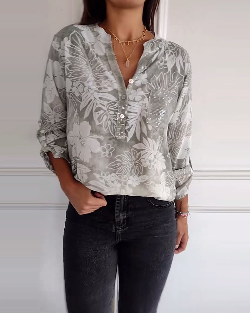 Tayana | Sequin Leaf Patchwork Top