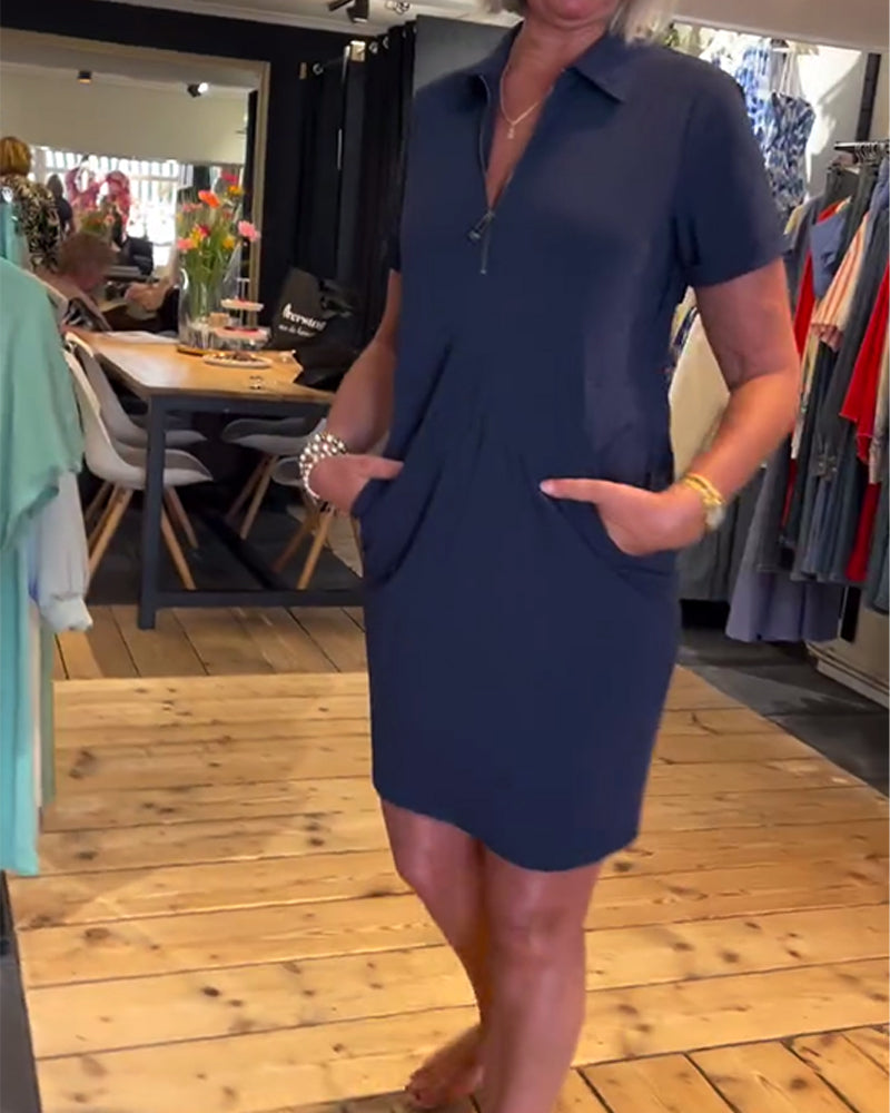 Ariselle | Collared Button-Zip Dress