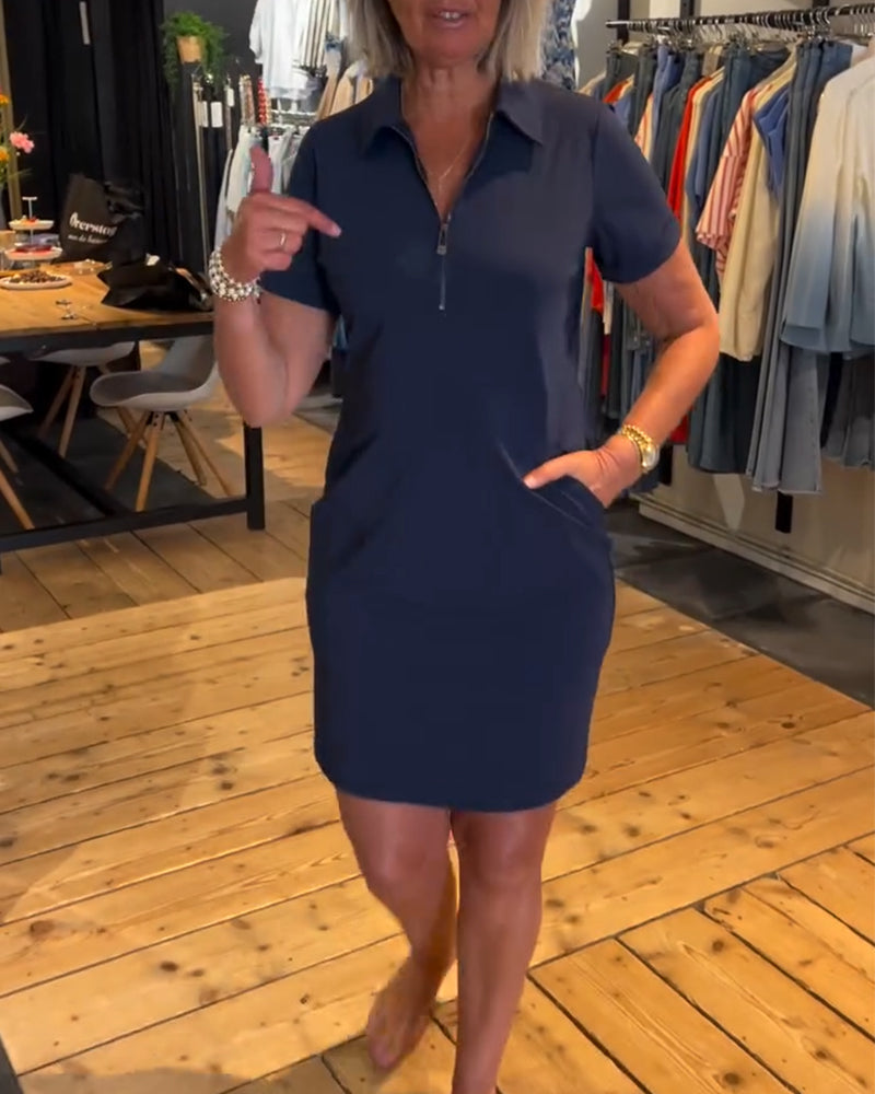 Ariselle | Collared Button-Zip Dress