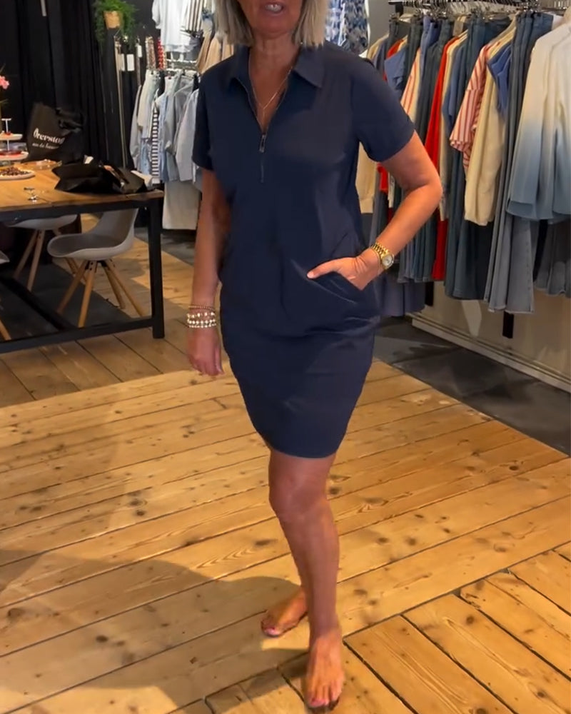 Ariselle | Collared Button-Zip Dress