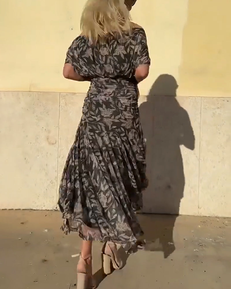 Solenya | Off-Shoulder V-Neck Dress