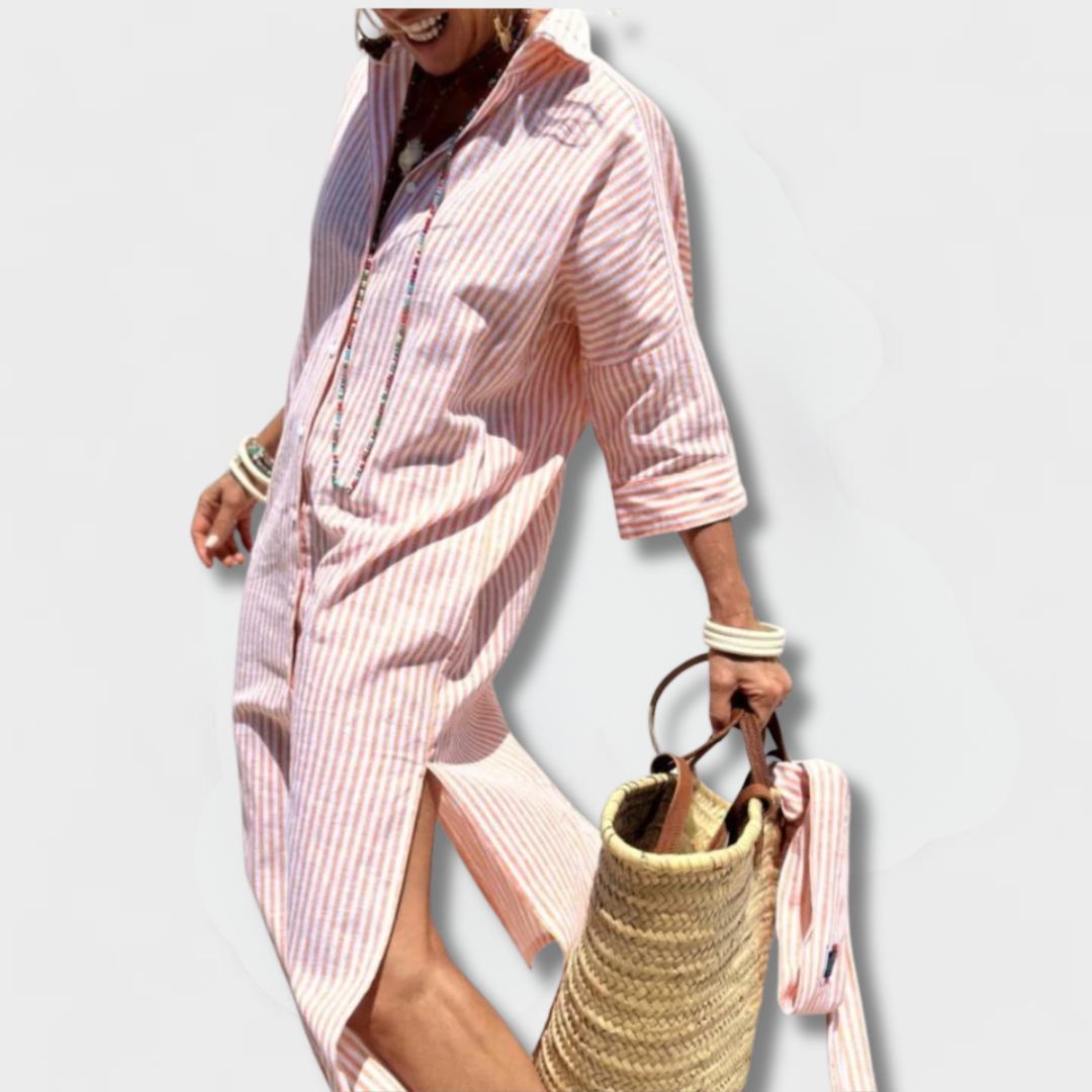 Ysolde | Striped Lace-Up Dress