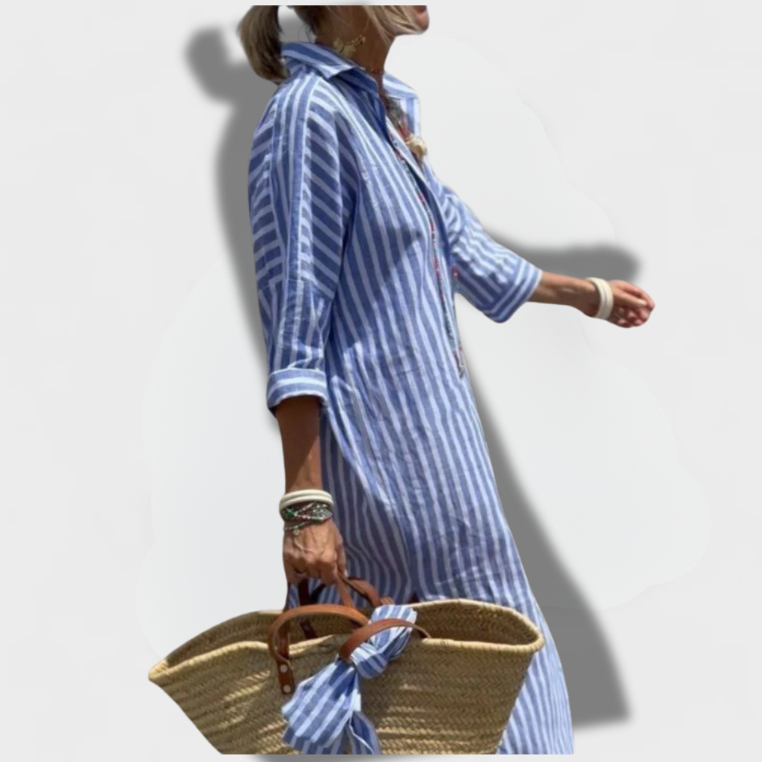 Ysolde | Striped Lace-Up Dress