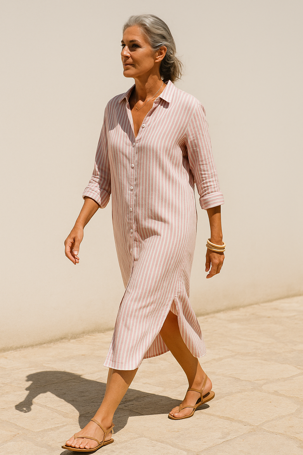 Ysolde | Striped Lace-Up Dress