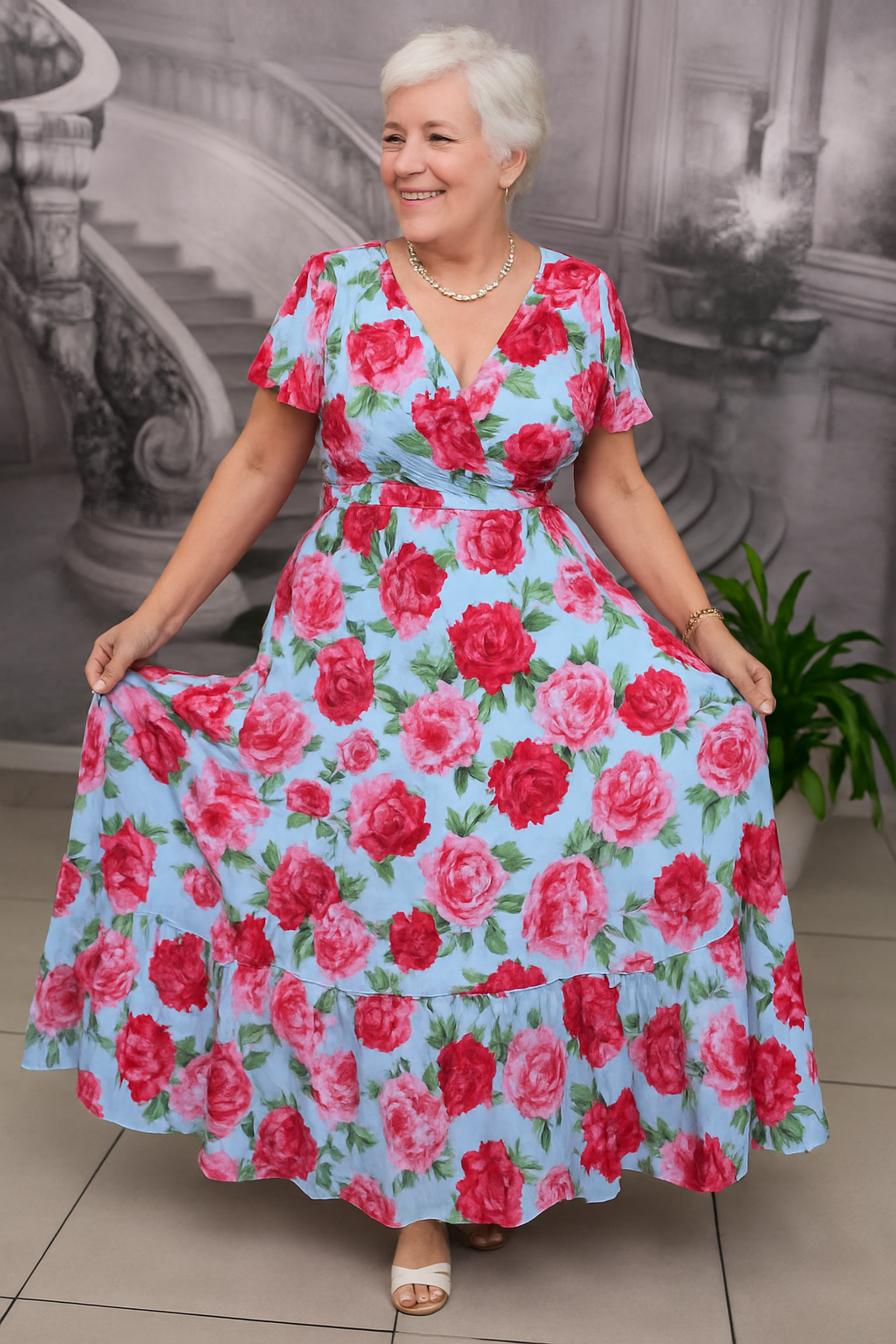 Larena | Printed V-Neck Dress