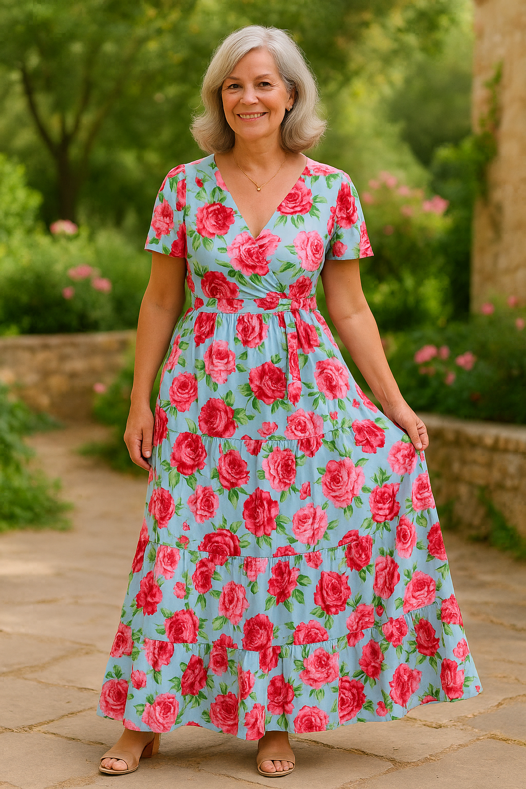 Larena | Printed V-Neck Dress