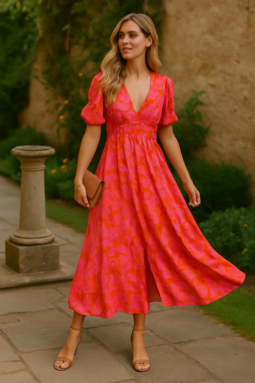 Lunetta | Red-Pink Maxi Dress