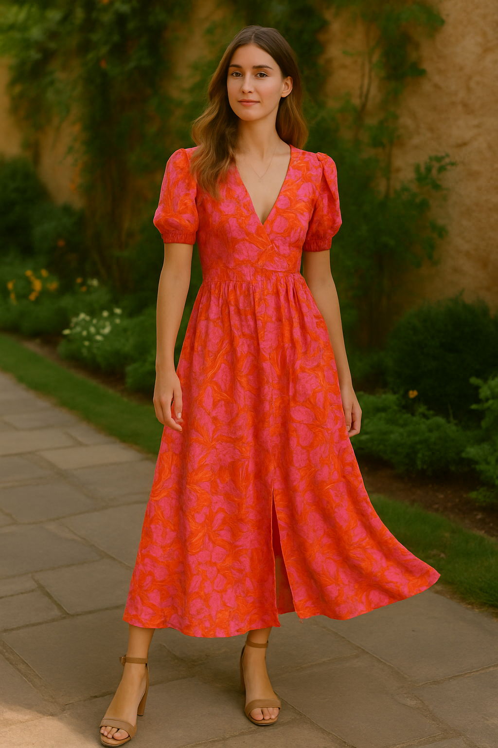 Lunetta | Red-Pink Maxi Dress