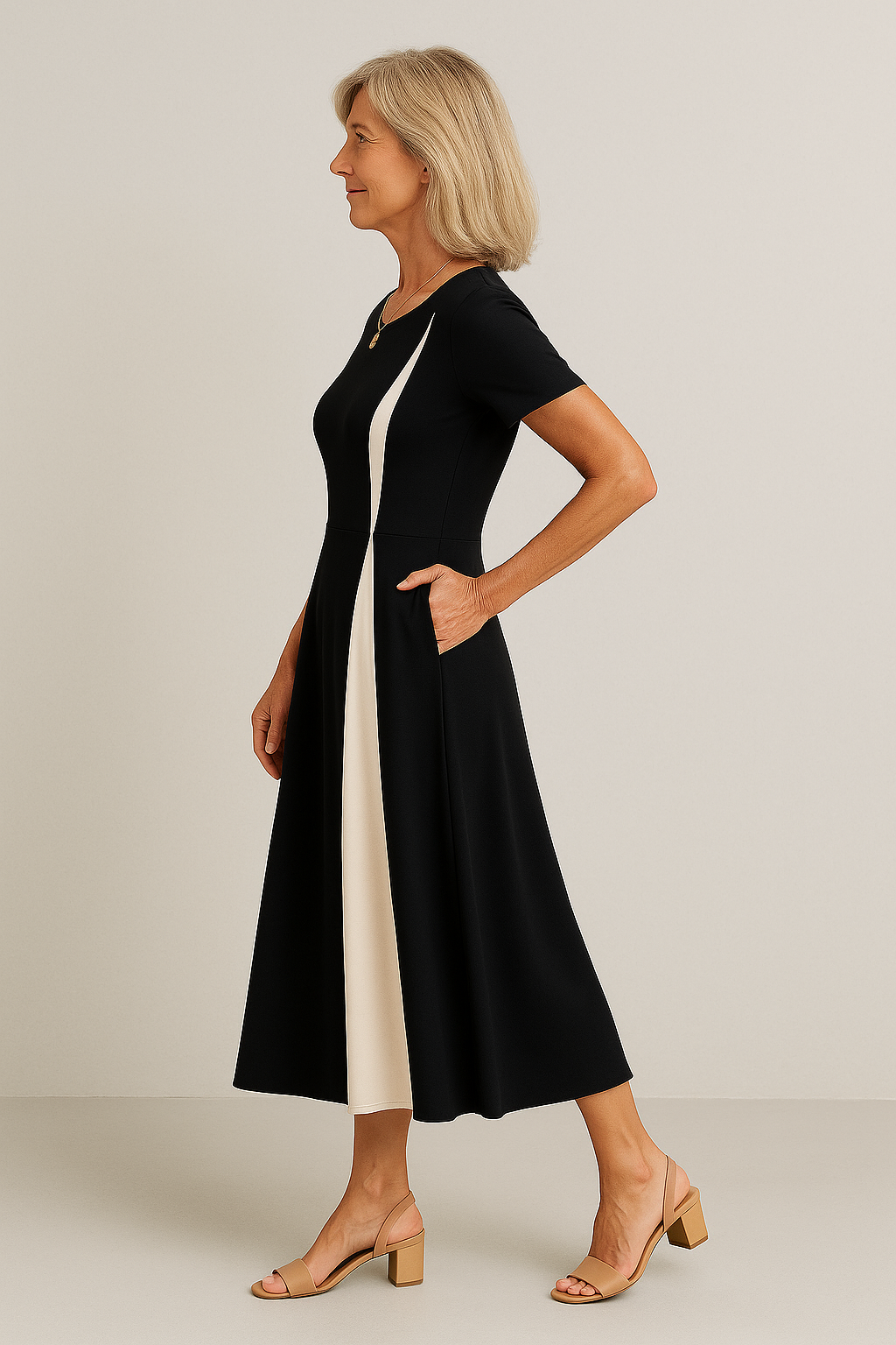 Raveena | Black White Midi Dress