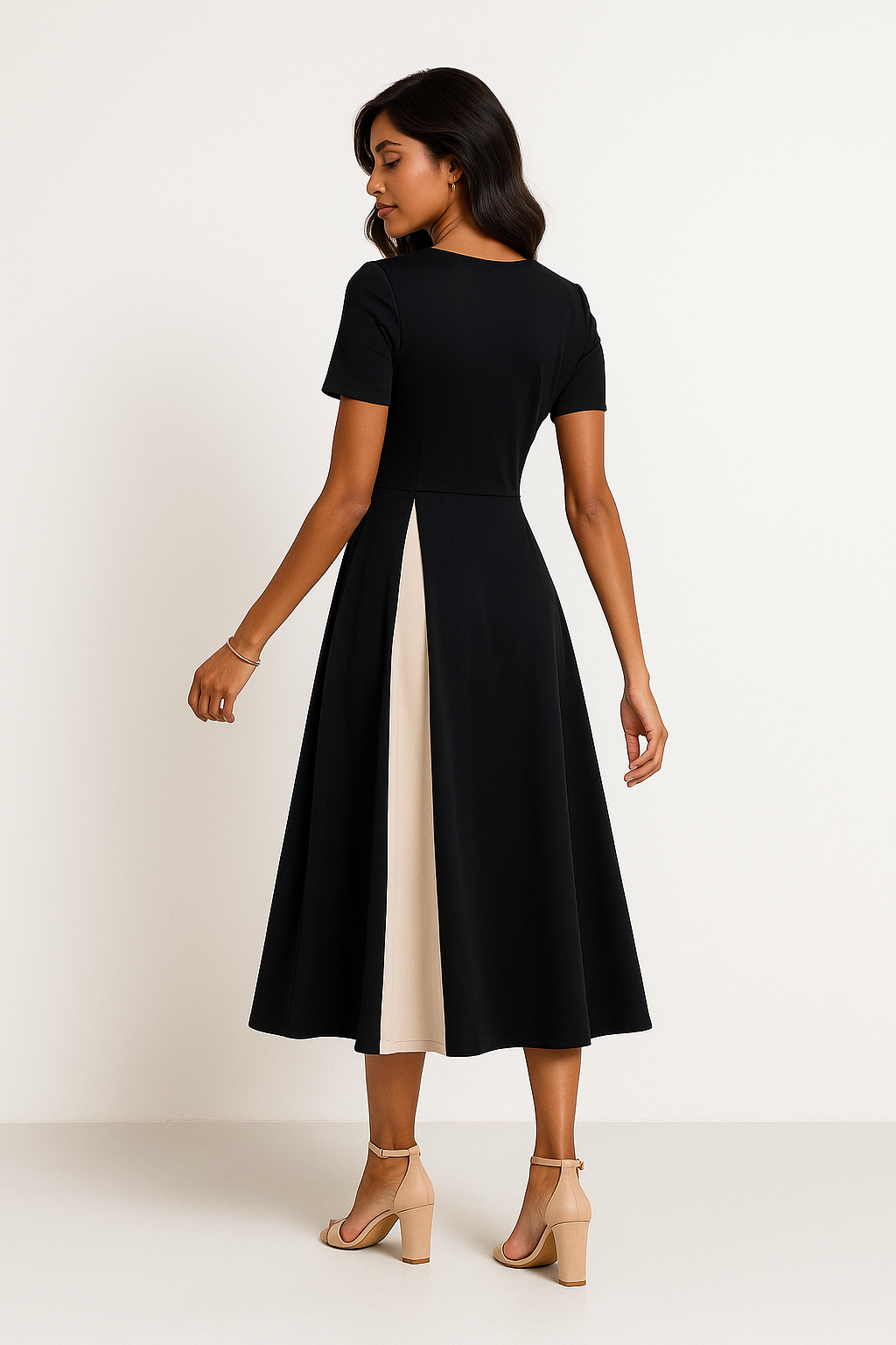 Raveena | Black White Midi Dress