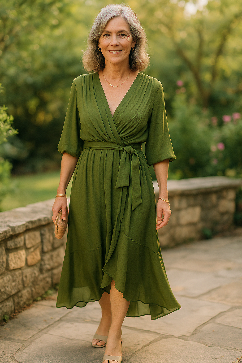Virella | Silk Chiffon V-Neck Dress