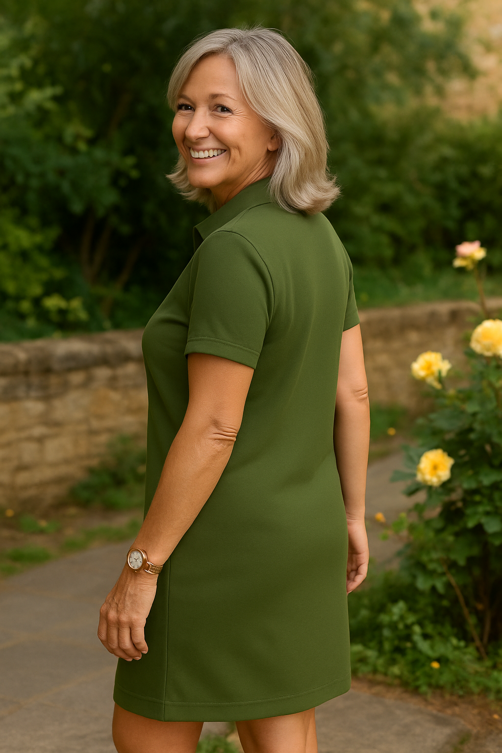 Ariselle | Collared Button-Zip Dress