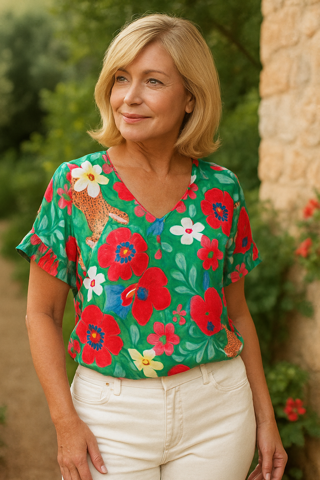 Elara | V-Neck Floral Blouse