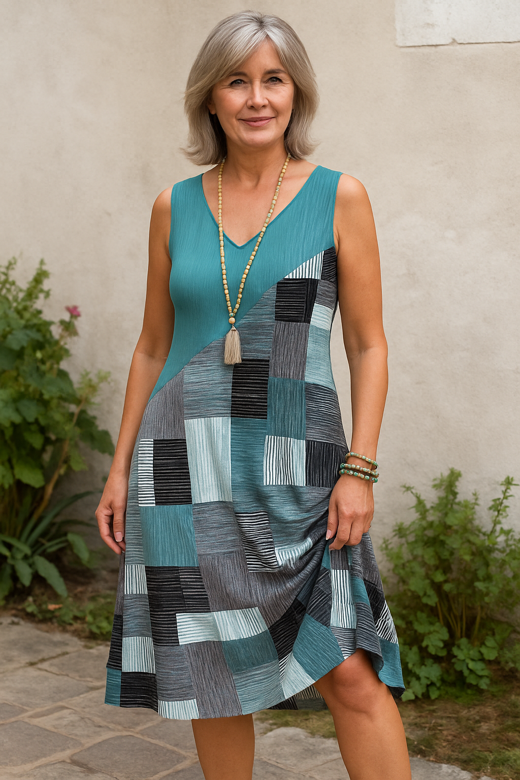 Kirella | Contrast V-Neck Dress