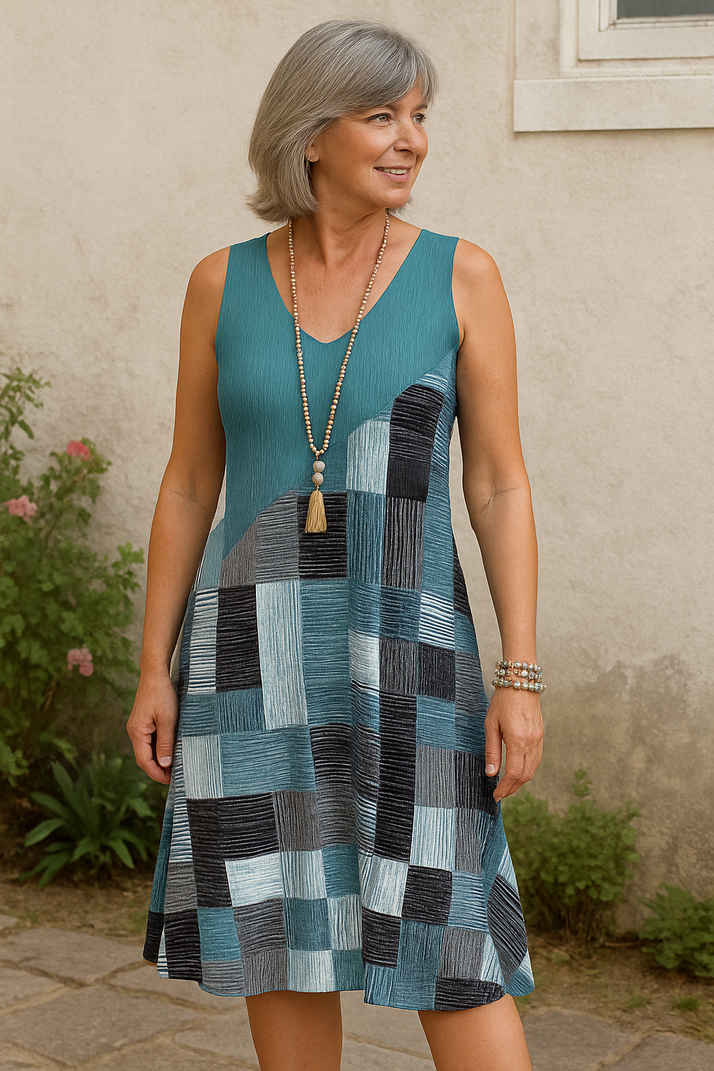 Kirella | Contrast V-Neck Dress