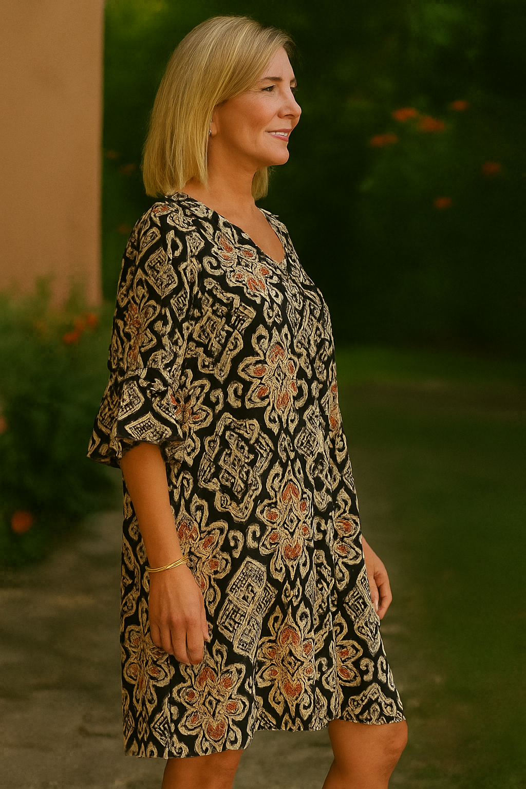 Elowen | Vintage Print Midi Dress