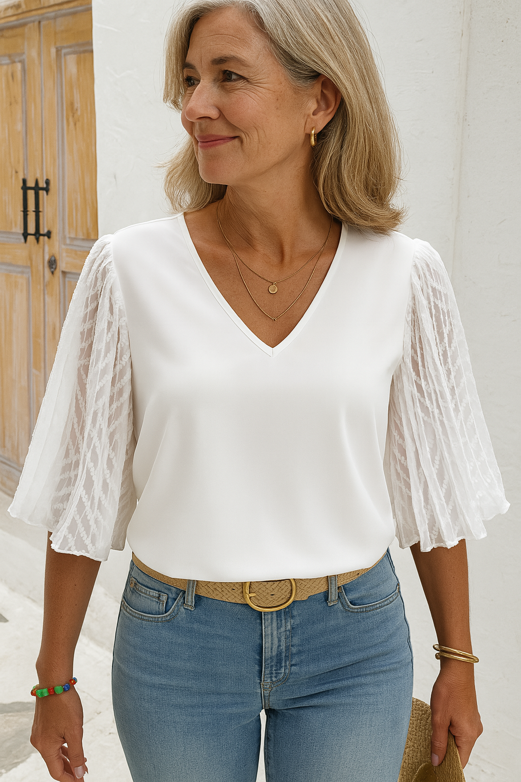 Aria | Solid V-Neck Loose Fit Blouse