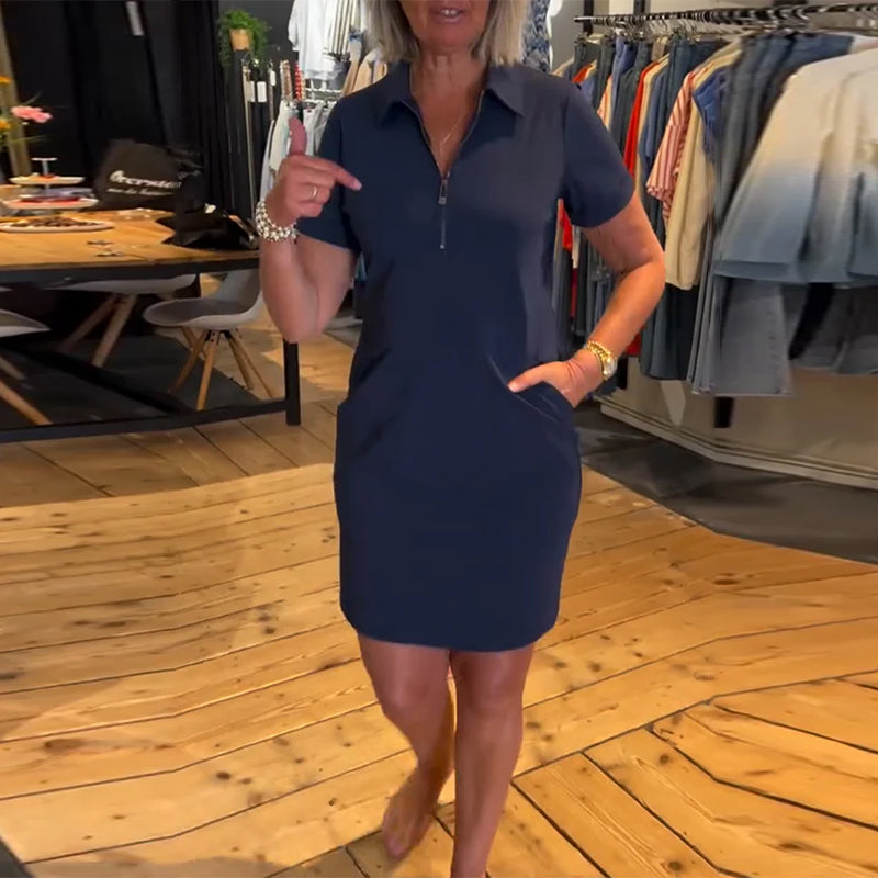 Ariselle | Collared Button-Zip Dress