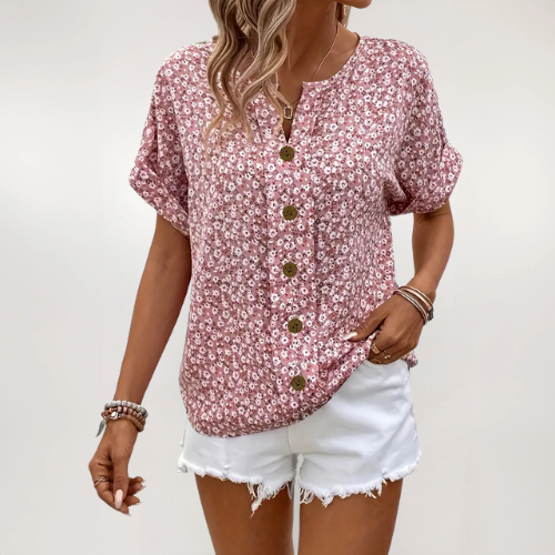 Liora | Elegant Floral Button Blouse