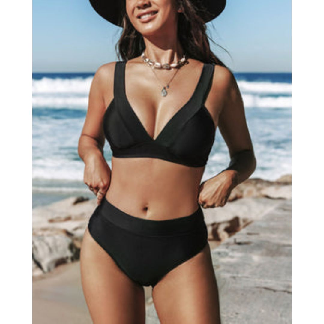 Alba | Solid High-Waist Swimsuit