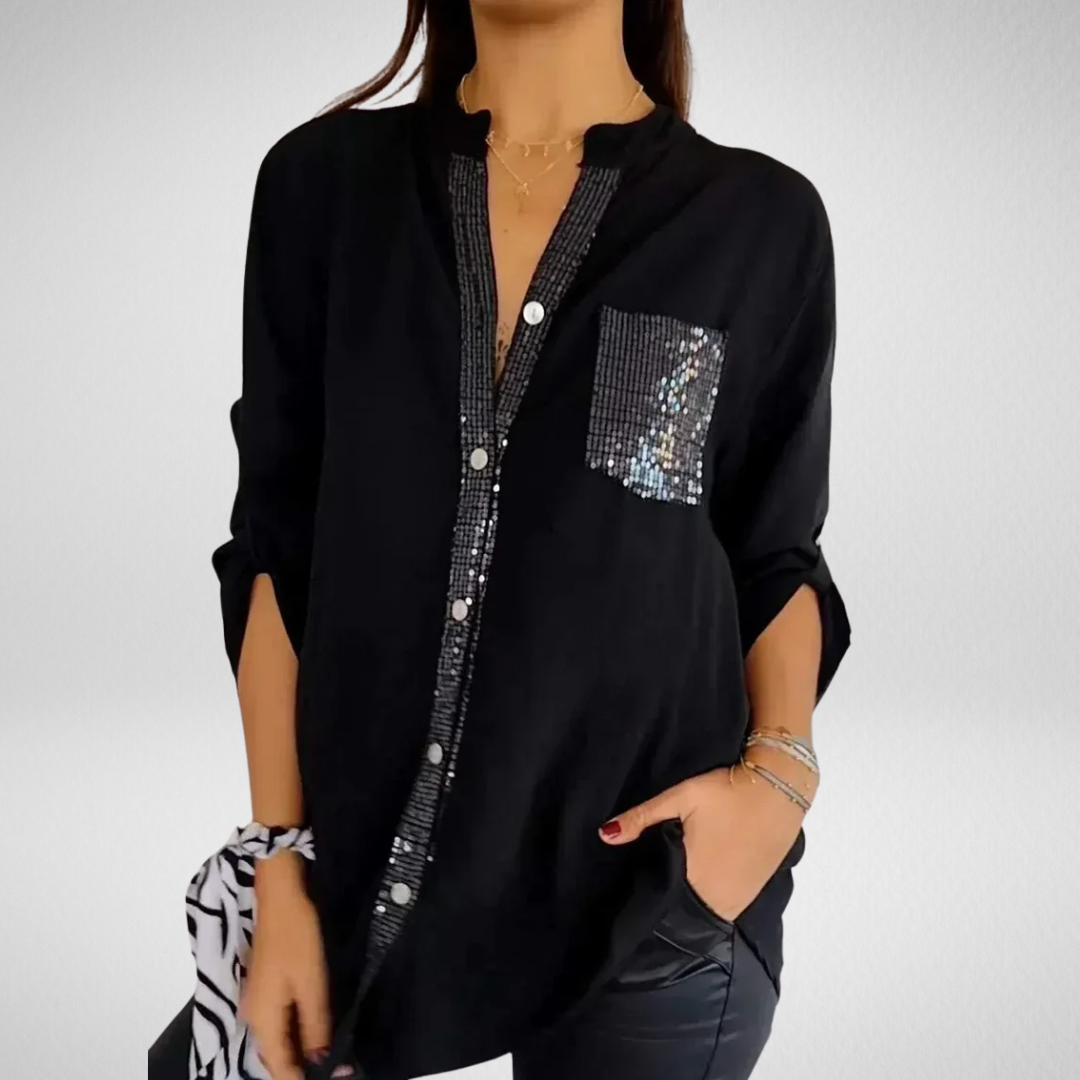 Liora | V-Neck Sequin Blouse