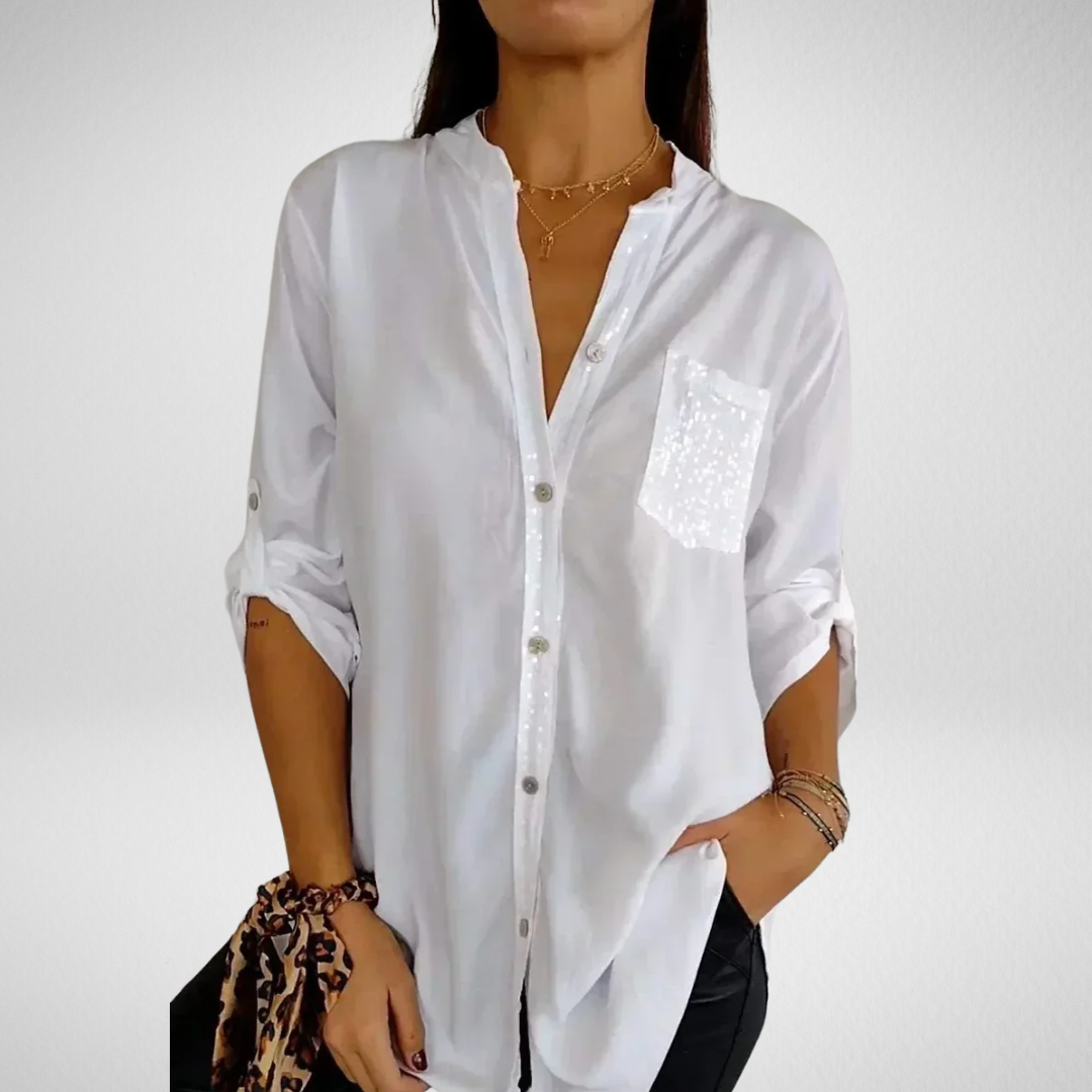 Liora | V-Neck Sequin Blouse