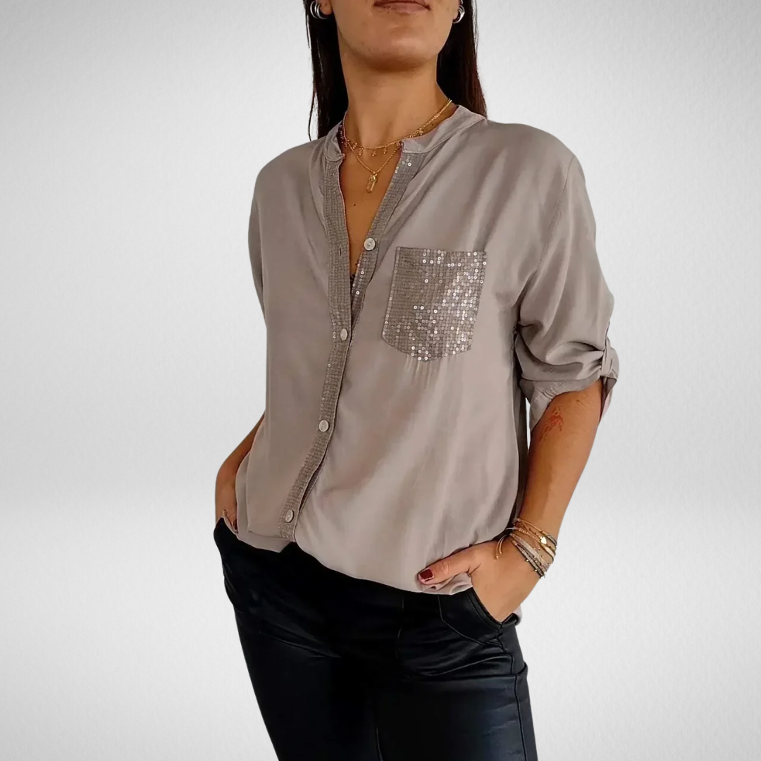 Liora | V-Neck Sequin Blouse