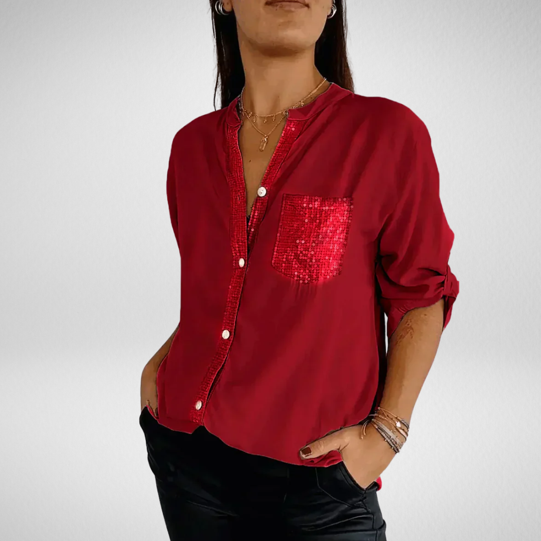 Liora | V-Neck Sequin Blouse