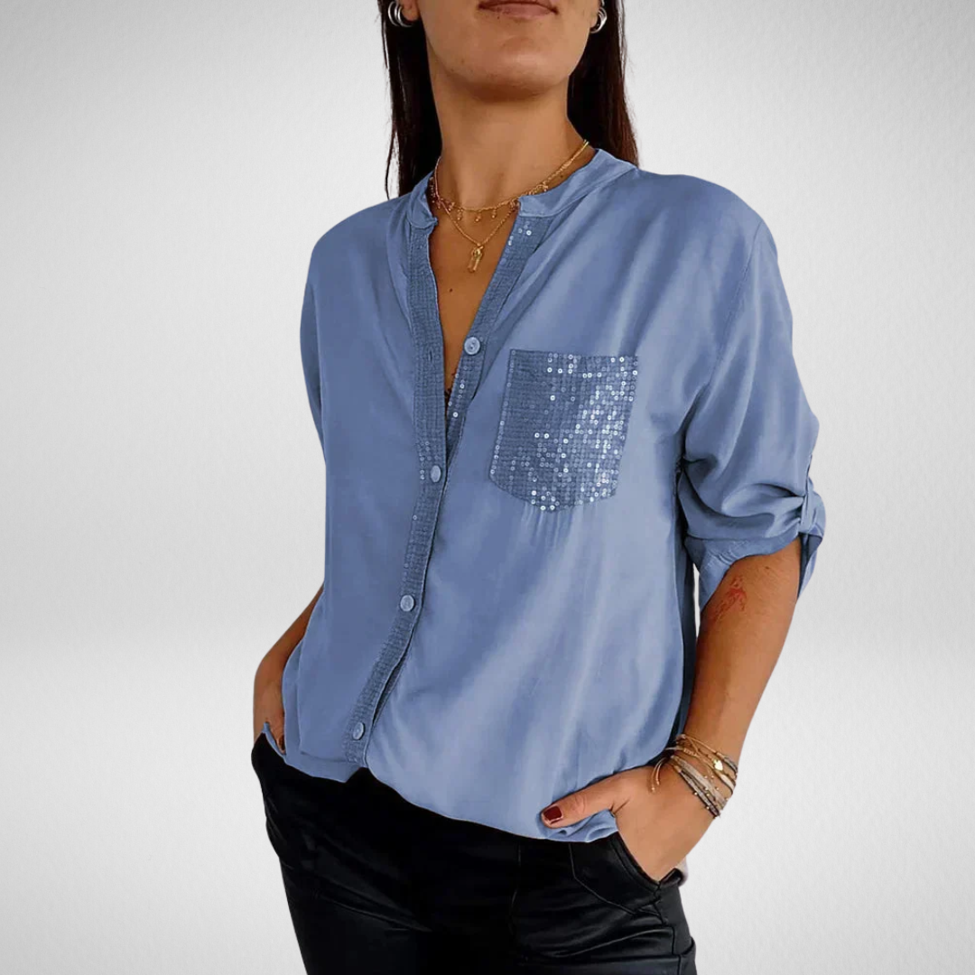 Liora | V-Neck Sequin Blouse