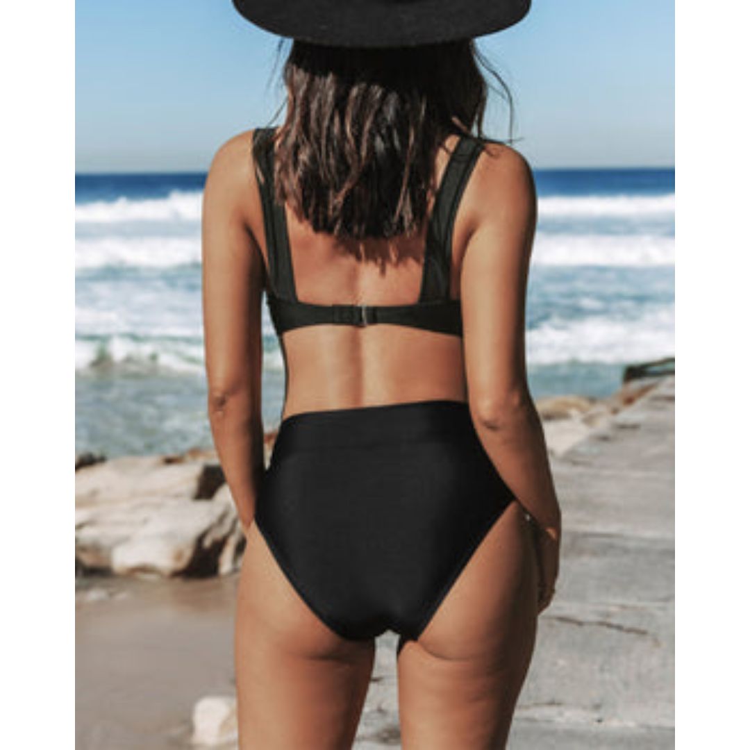 Alba | Solid High-Waist Swimsuit
