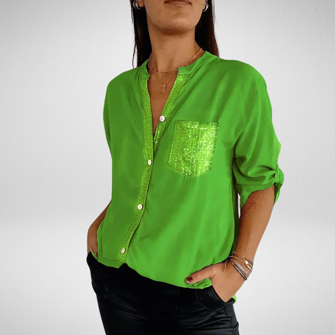 Liora | V-Neck Sequin Blouse
