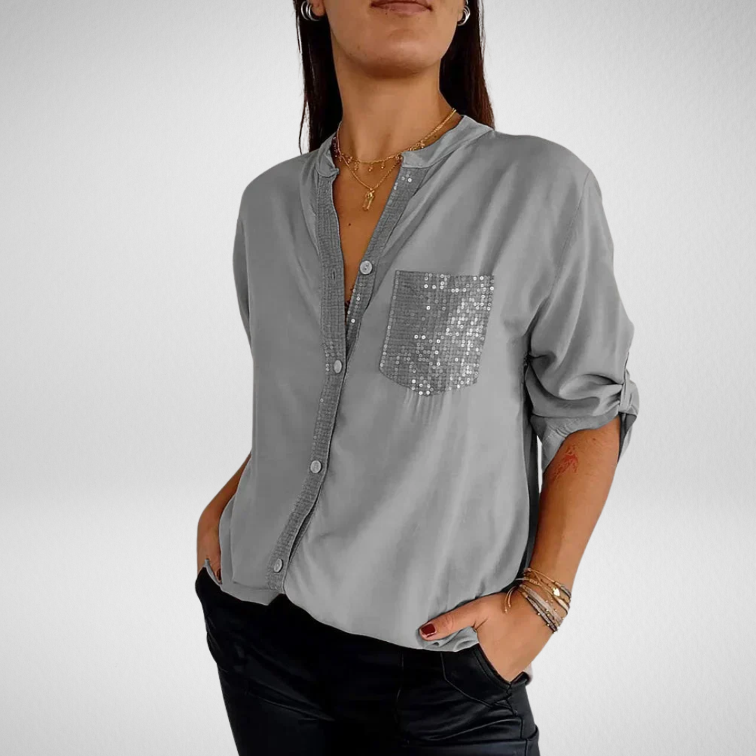 Liora | V-Neck Sequin Blouse