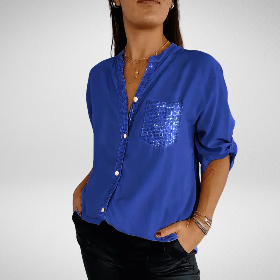 Liora | V-Neck Sequin Blouse