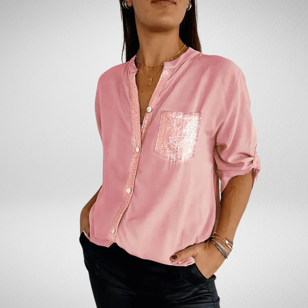 Liora | V-Neck Sequin Blouse