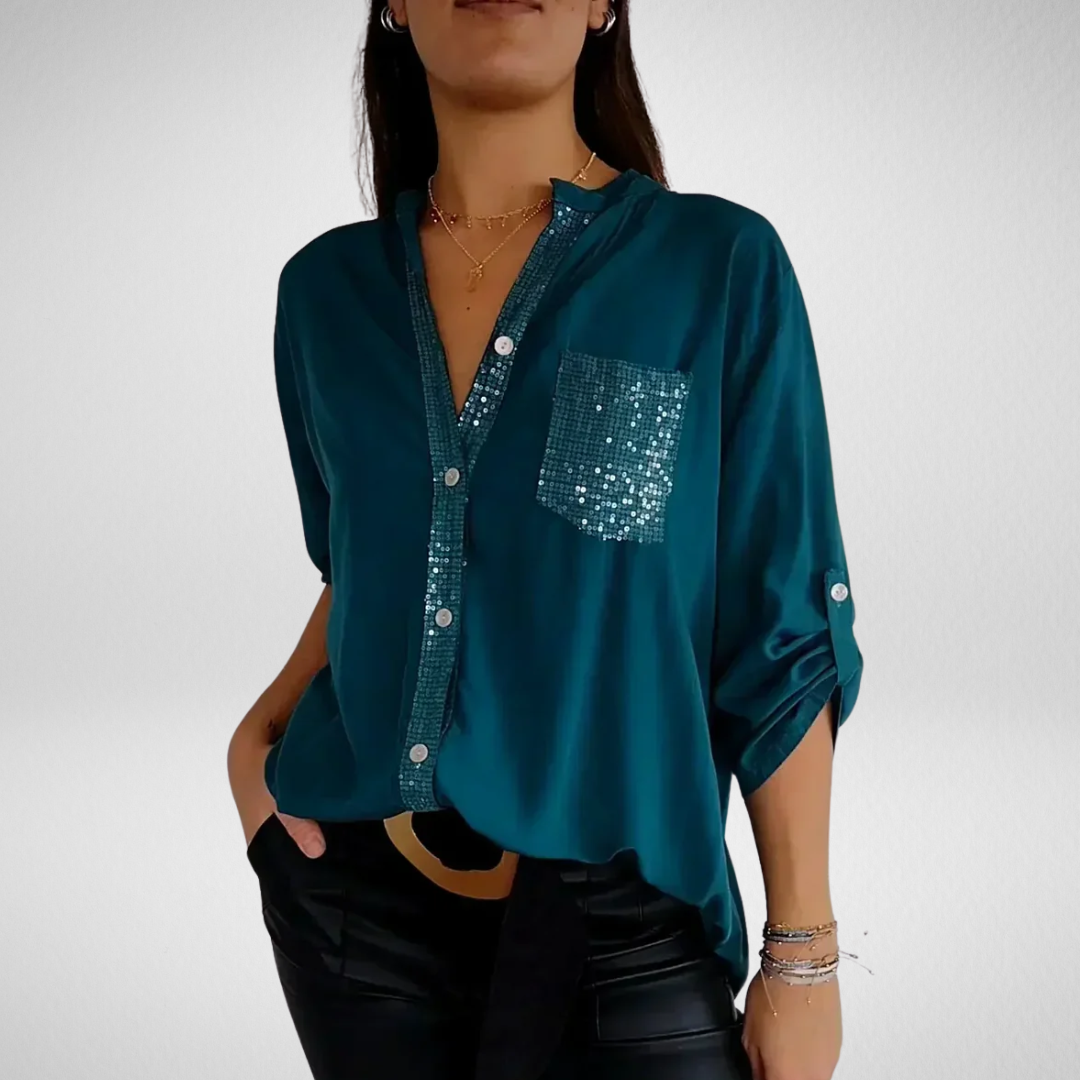 Liora | V-Neck Sequin Blouse