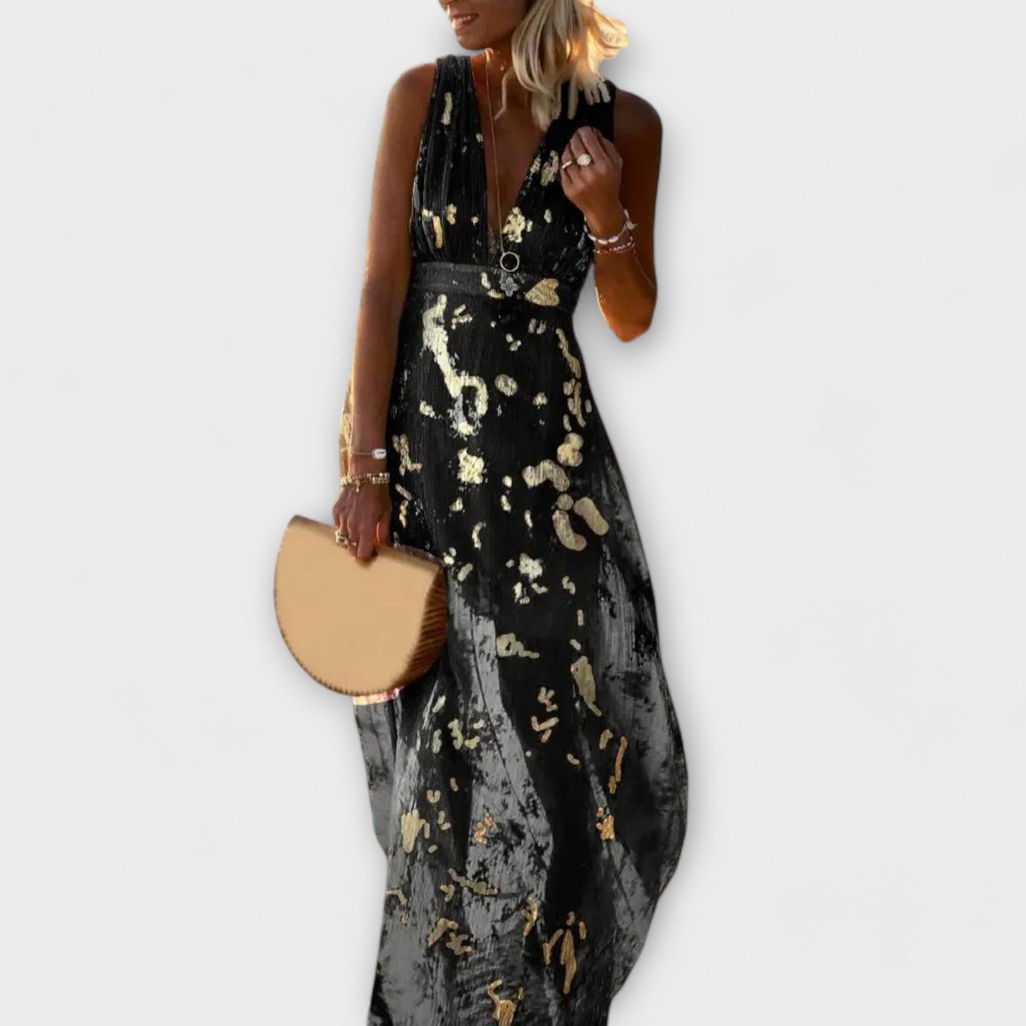 Iselina | Flowing Sequin V-Neck Dress