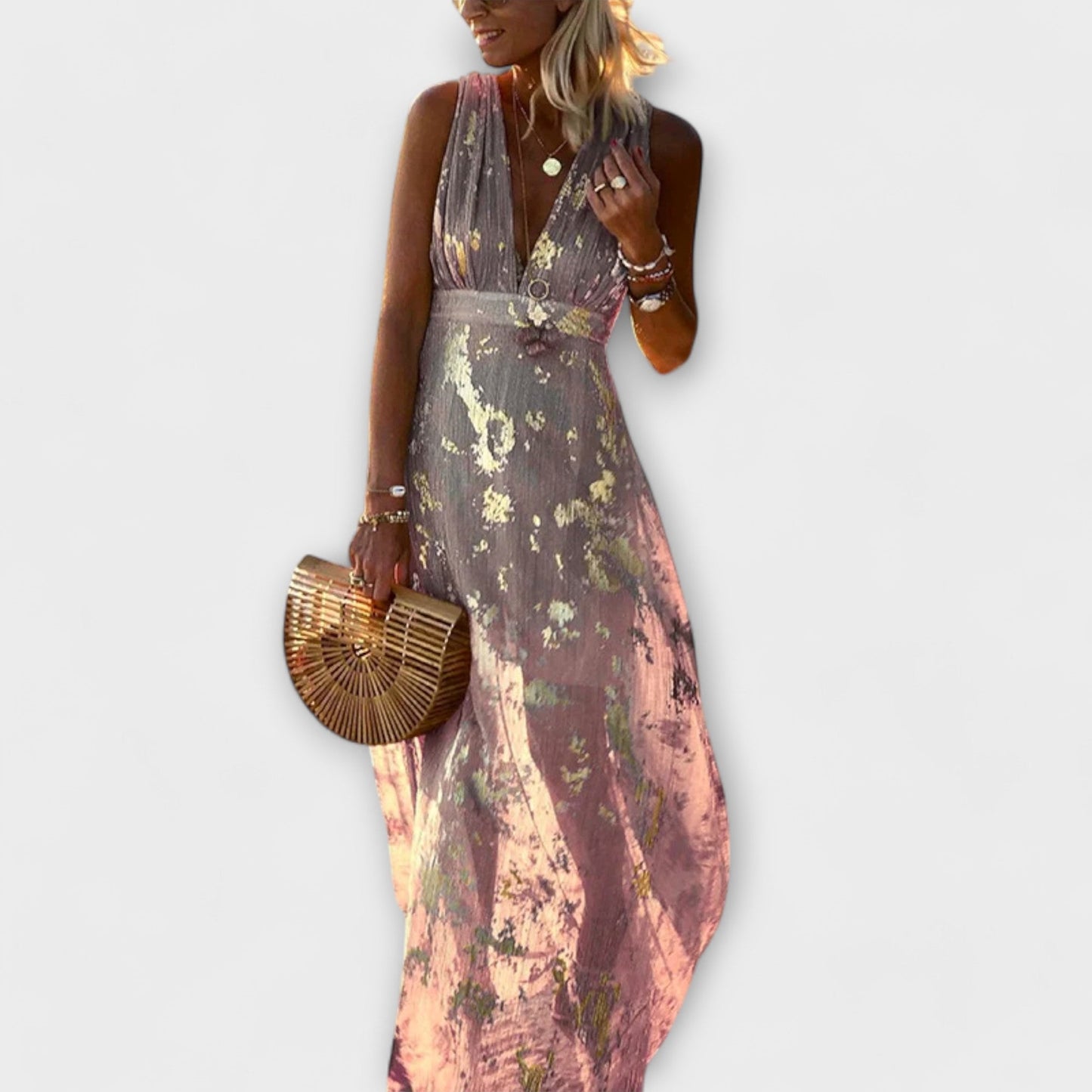 Iselina | Flowing Sequin V-Neck Dress