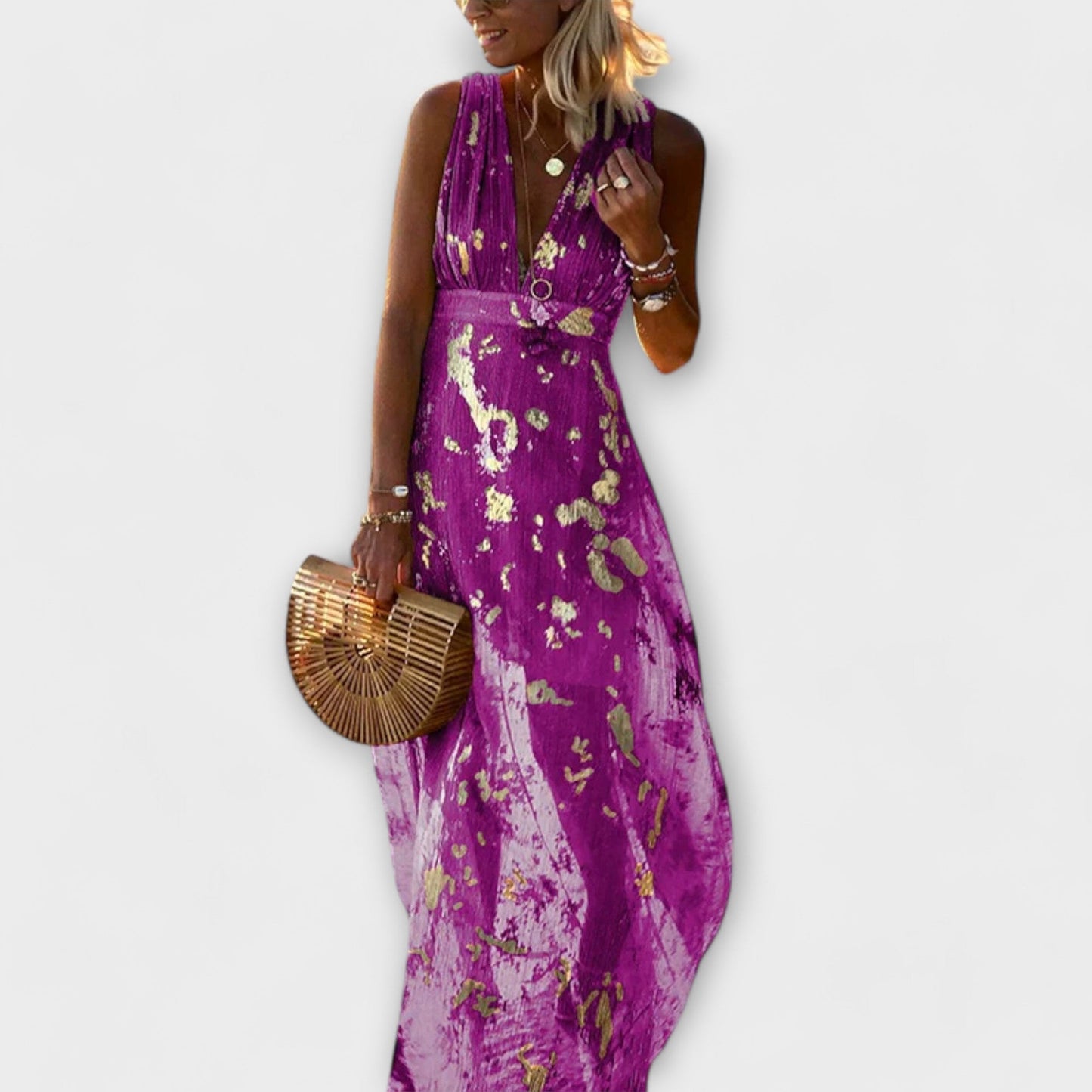 Iselina | Flowing Sequin V-Neck Dress