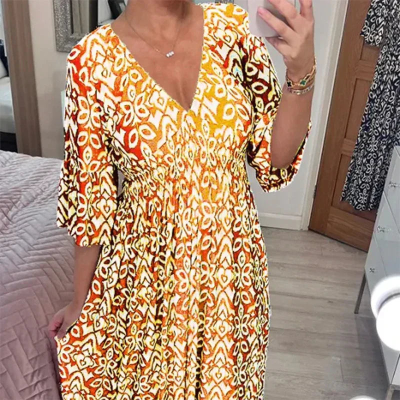Liora | Casual Boho V-Neck Dress