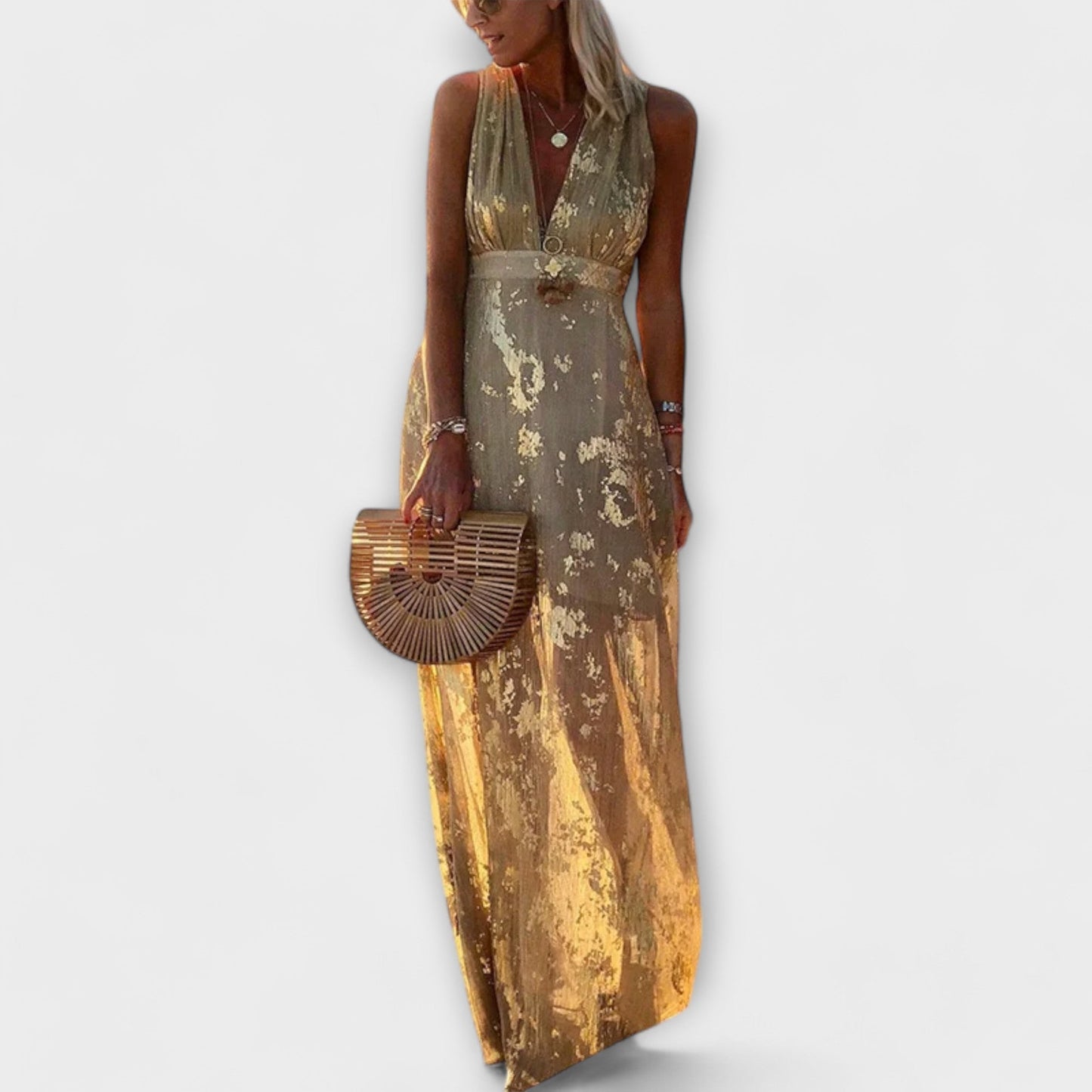 Iselina | Flowing Sequin V-Neck Dress