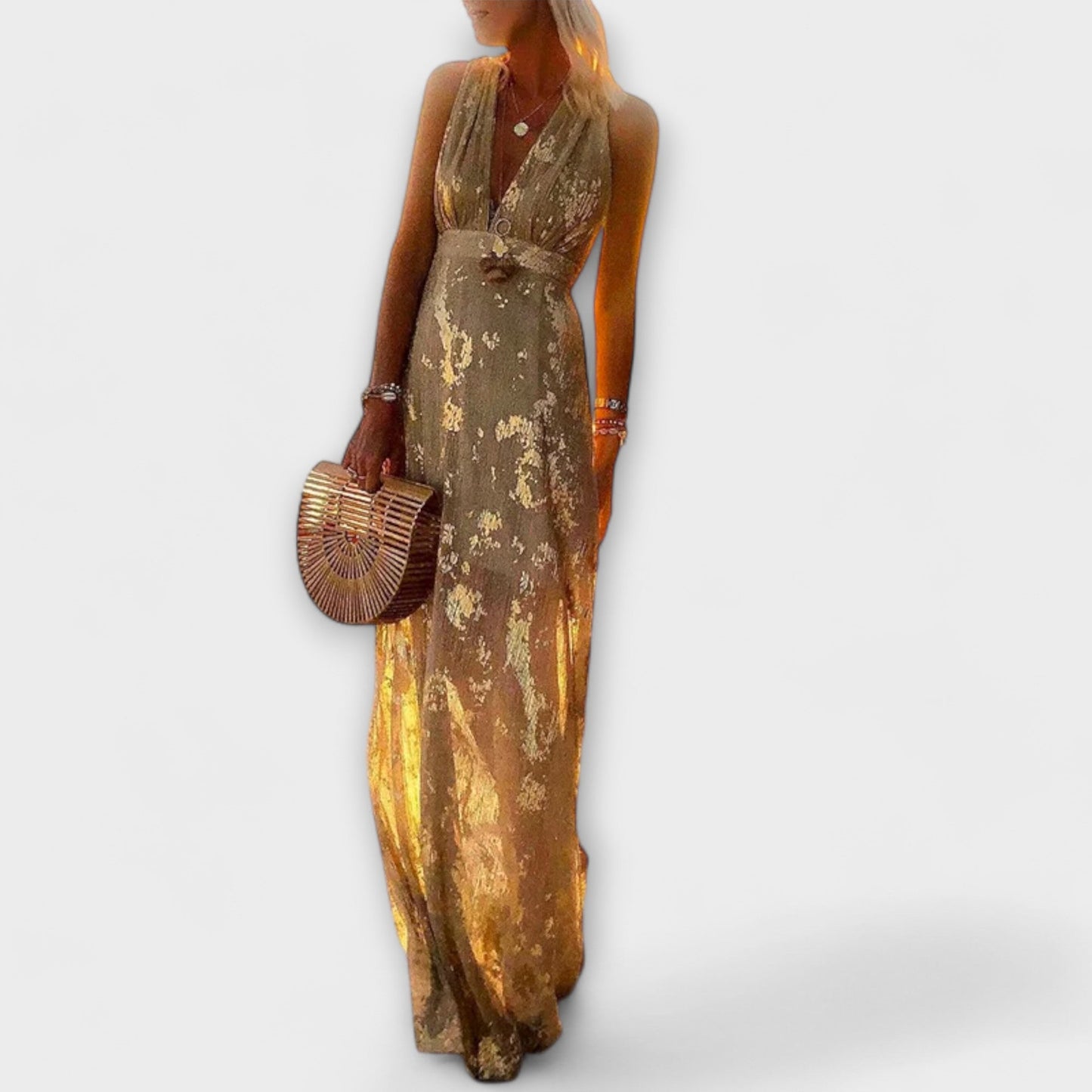Iselina | Flowing Sequin V-Neck Dress
