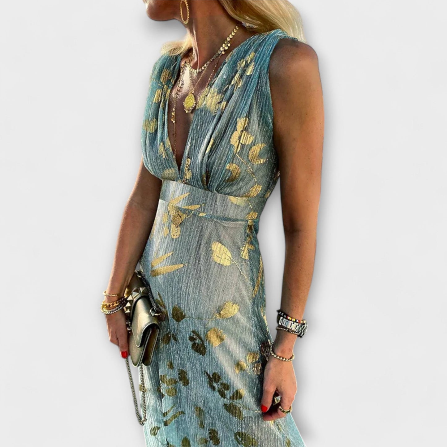 Iselina | Flowing Sequin V-Neck Dress