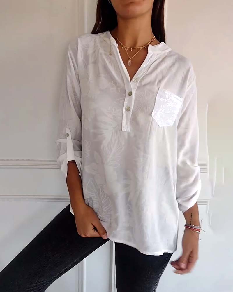 Tayana | Sequin Leaf Patchwork Top