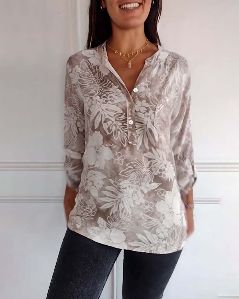 Tayana | Sequin Leaf Patchwork Top