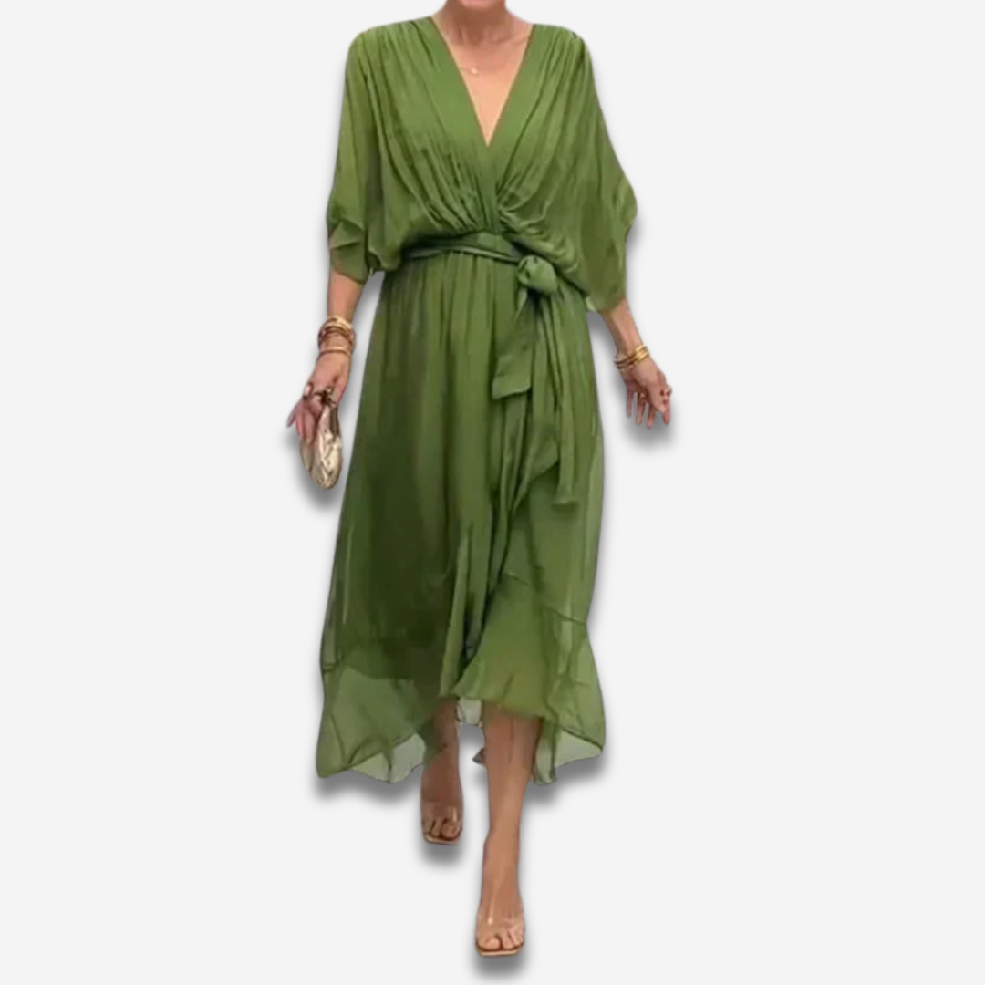Virella | Silk Chiffon V-Neck Dress