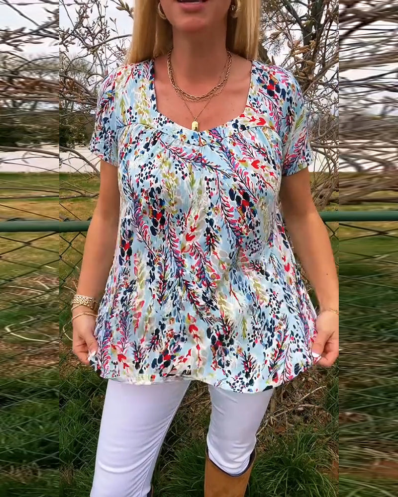 Liora | Patterned U-Neck Tee