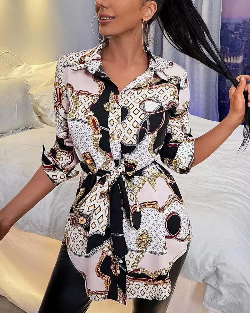 Virelia | Printed Waist-Fit Blouse
