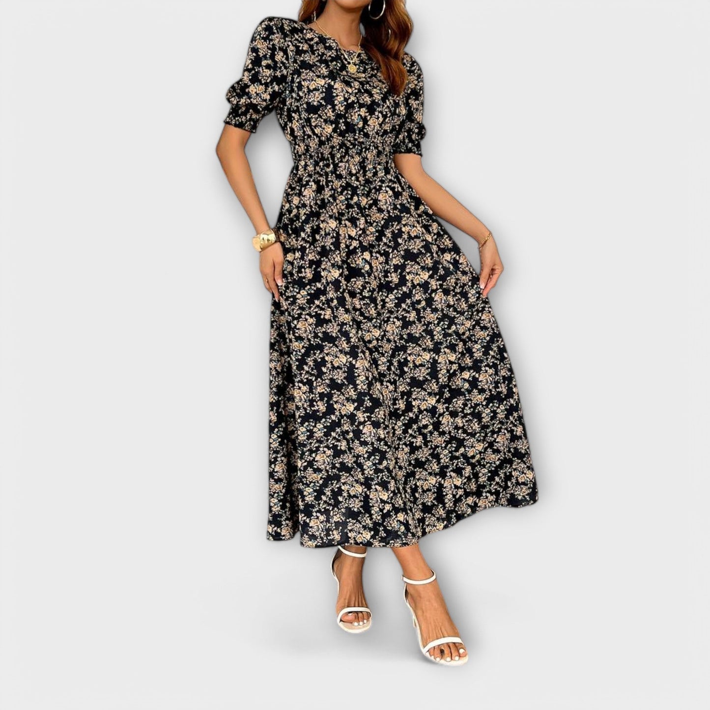 Liora | Floral Round-Neck Dress