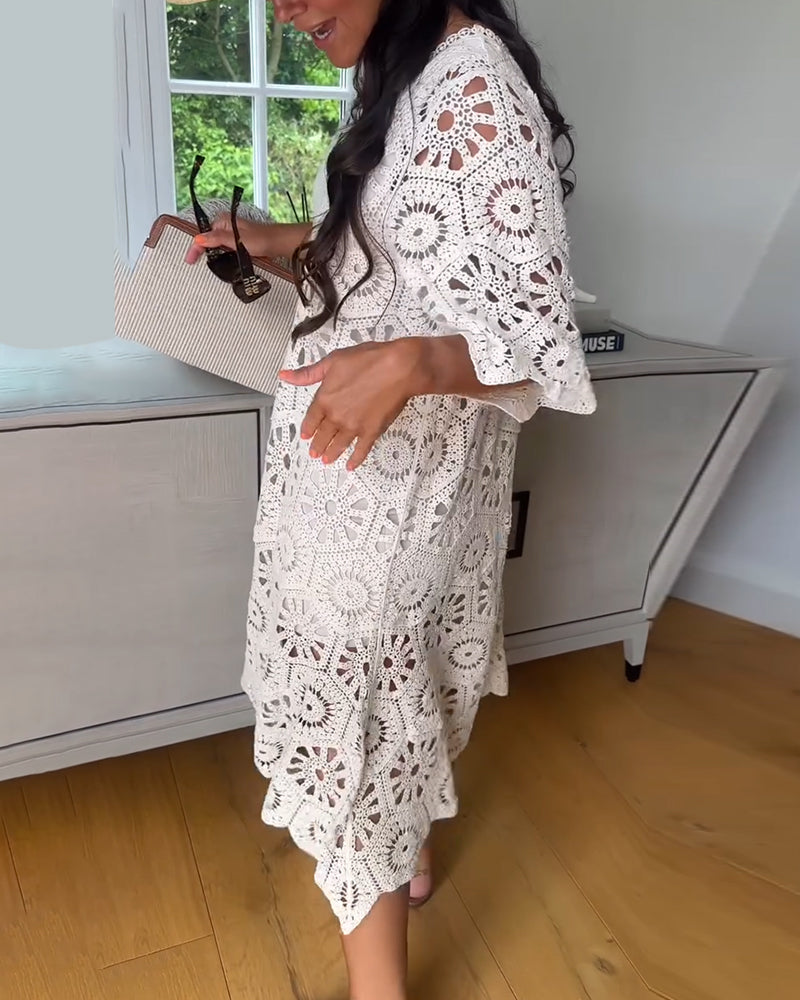 Iselina | Eyelet Half-Sleeve Dress