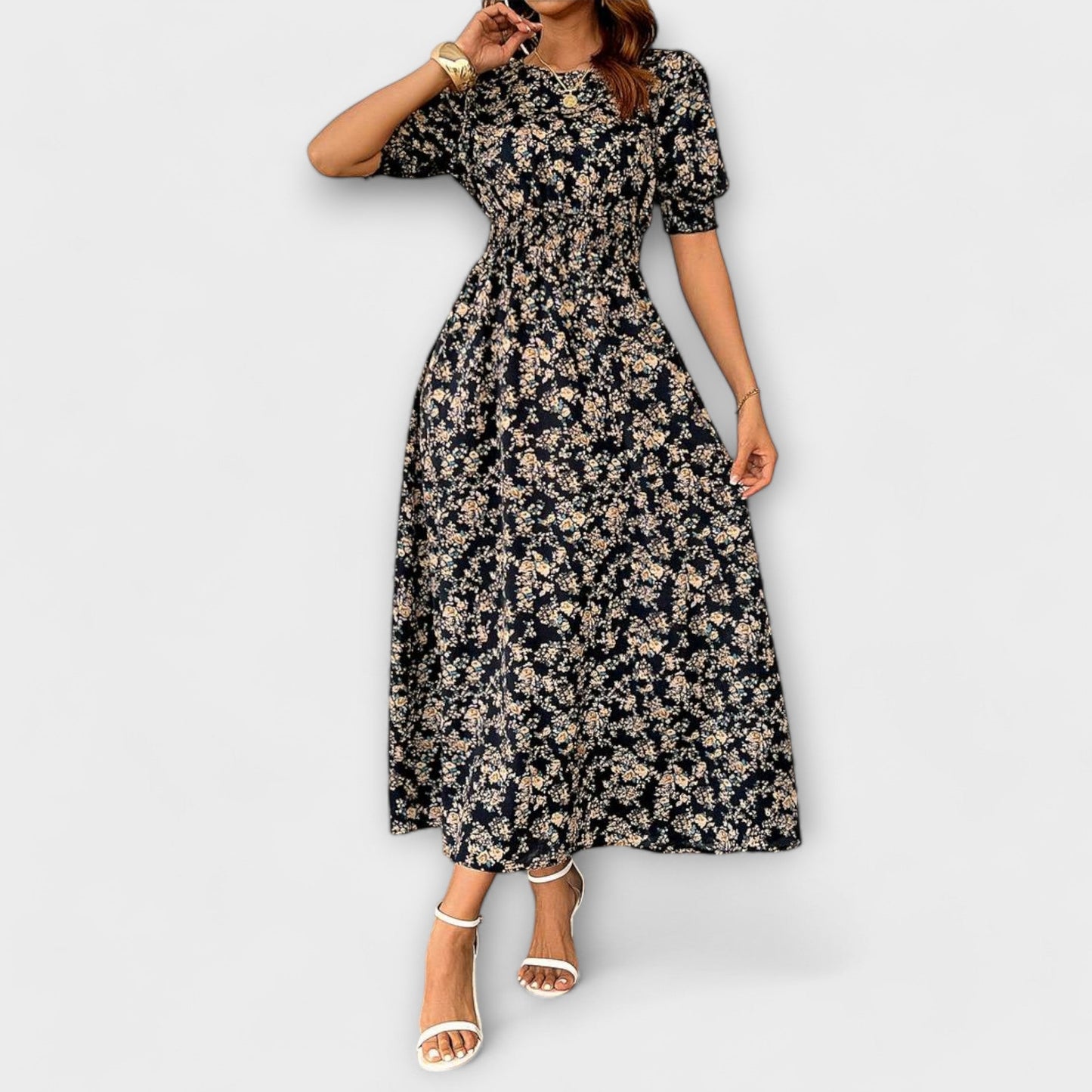 Liora | Floral Round-Neck Dress